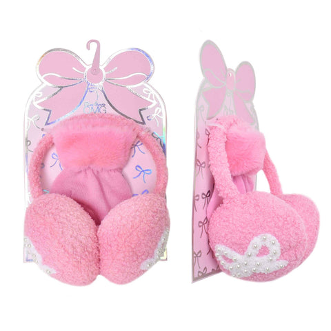 Chenille Bow Ear Muff & Glove Set