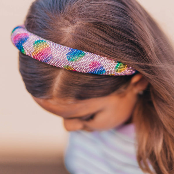 Kids Heart Headband - Padded Rhinestone Hair Band for Girls