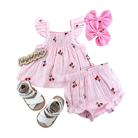 Cherry Linen Shorts Set