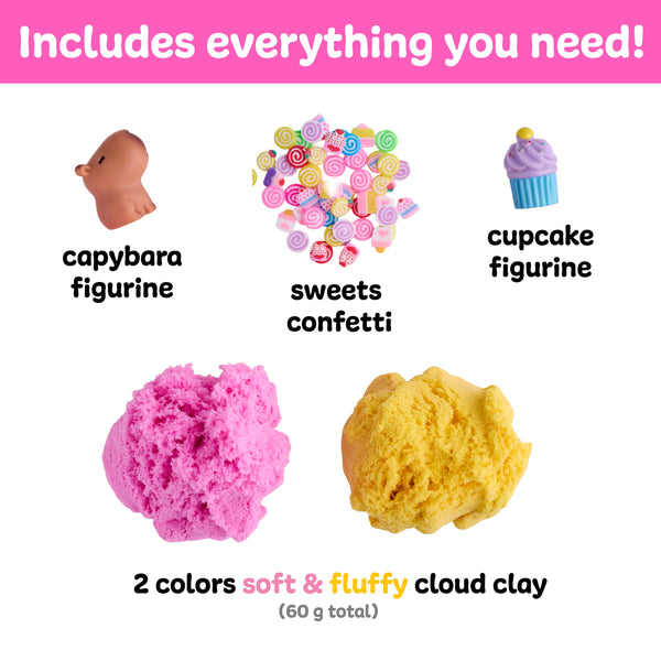 Sensory Mini Play Kit Jar with Cloud Clay: Capybara Theme