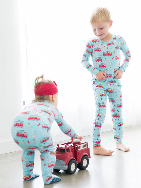 Baby Boys Paws To The Rescue Bamboo Viscose Footed One Piece Pajama