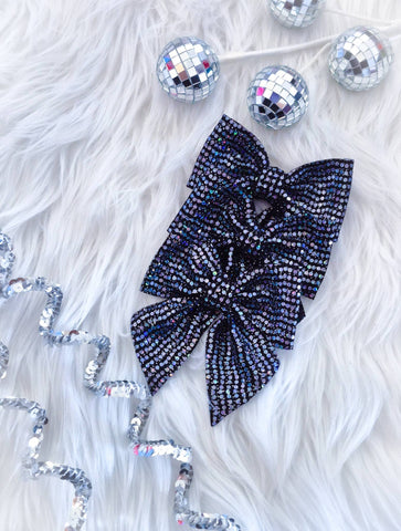 Mini Annabelle Bow-Black Disco Dot