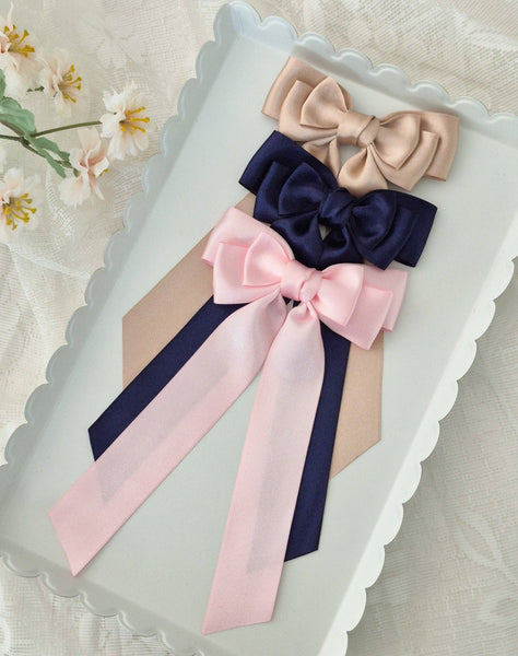 Long Tail Satin Ribbon Bow-Chantilly Light Pink Wholesale