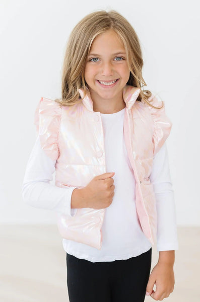 Light Pink Checker Puffer Vest