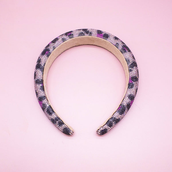 Rhinestone Headband - Padded Leopard Print Hair Band
