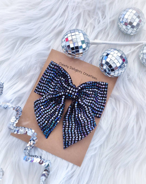 Mini Annabelle Bow-Black Disco Dot