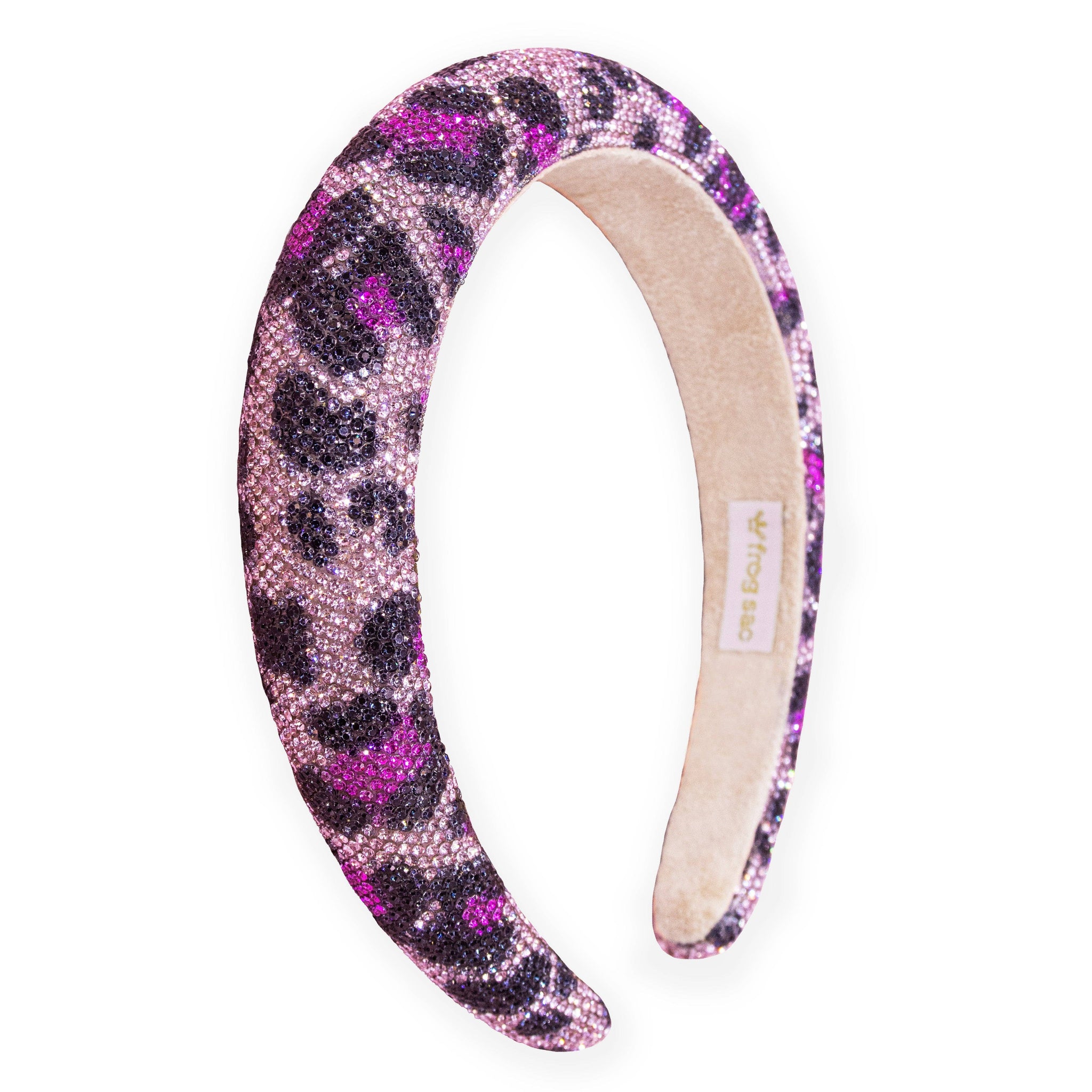 Rhinestone Headband - Padded Leopard Print Hair Band