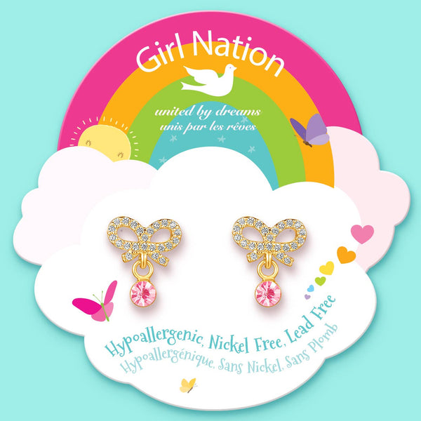 Little Luxe Drop Earrings | Crystal Bow with CZ