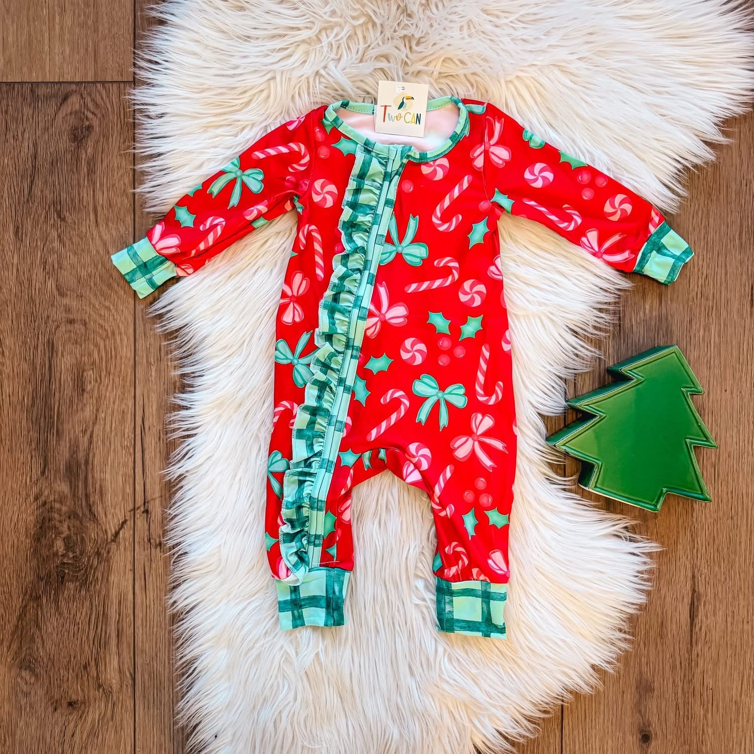 Candy Cane Zip Romper