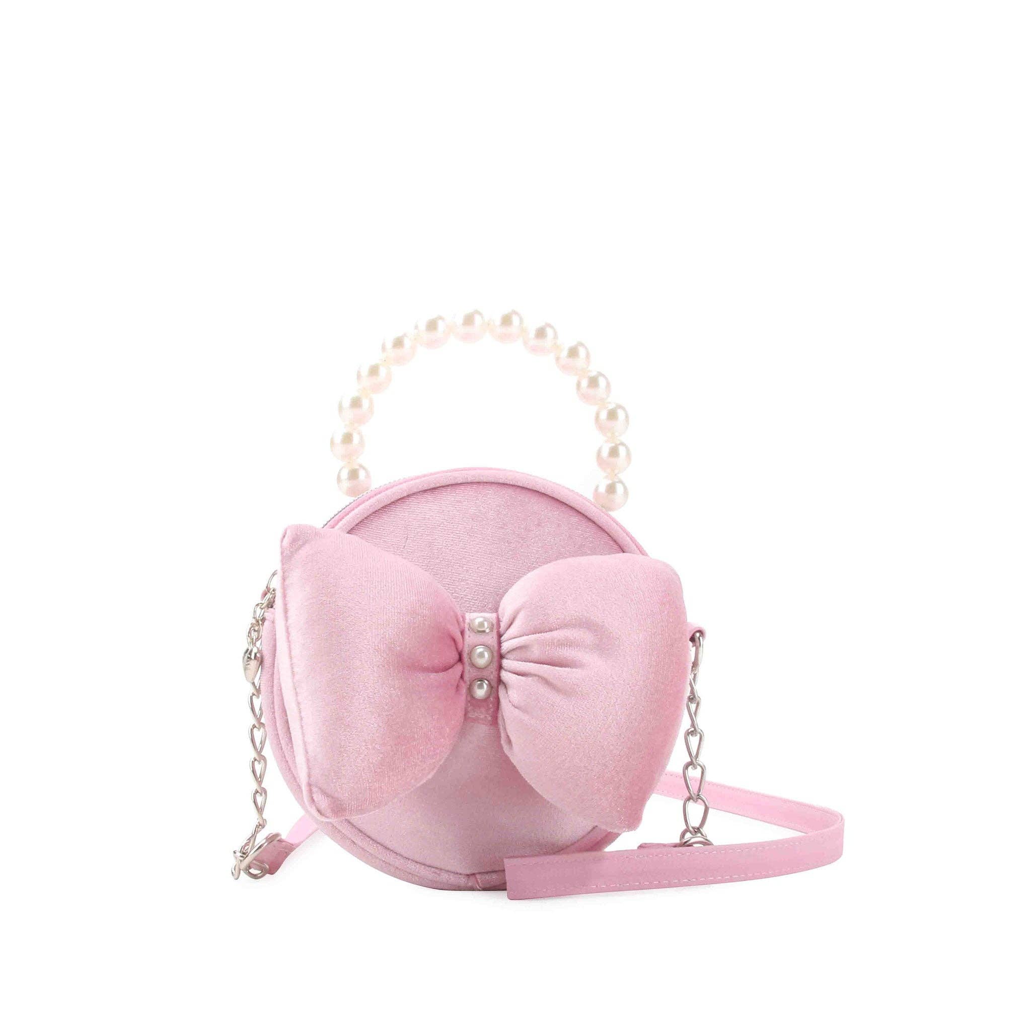 Velvet Bow Round Crossbody Bag