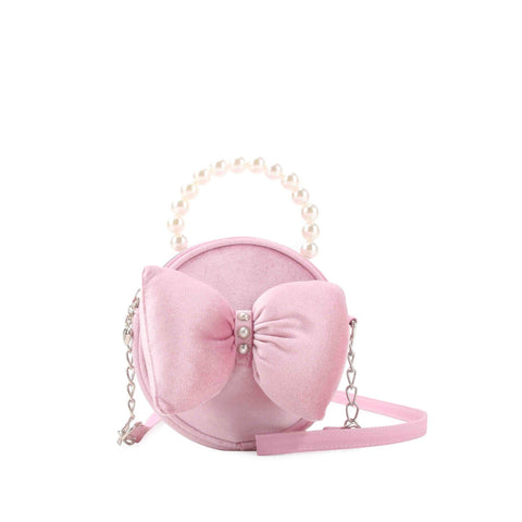 Velvet Bow Round Crossbody Bag