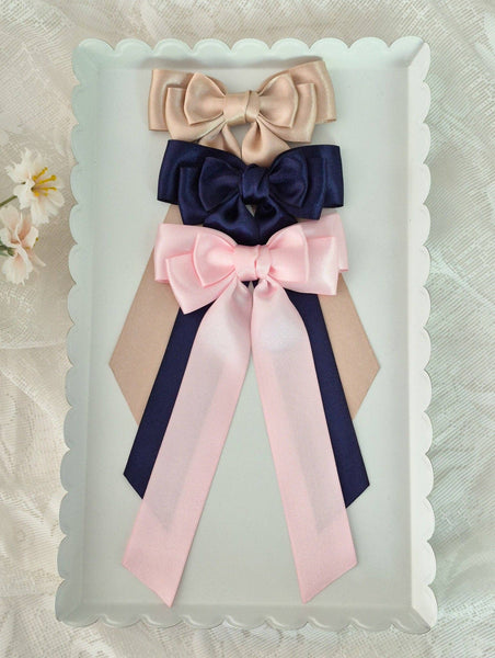 Long Tail Satin Ribbon Bow-Chantilly Light Pink Wholesale