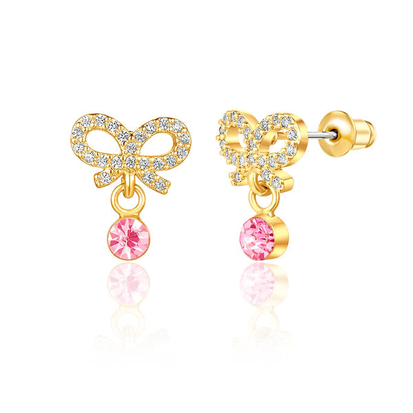 Little Luxe Drop Earrings | Crystal Bow with CZ