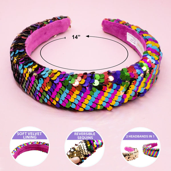 Reversible Sequin Headband - Kids Padded Hair Band