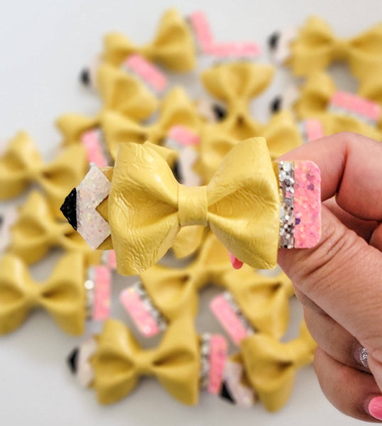 Back-to-School Vegan Crinkle Leather Pencil Bow Wholesale