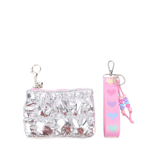 Quilted Scrunchies Silver Metallic Bag Charm Set