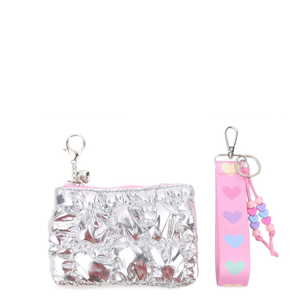 Quilted Scrunchies Silver Metallic Bag Charm Set