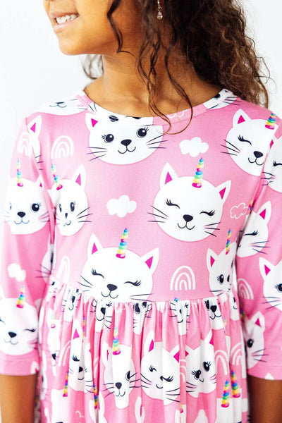 Unicorn Kitties Pocket Twirl Dress