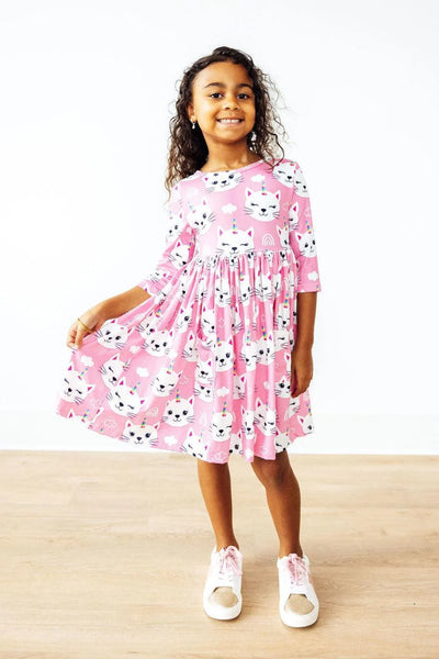 Unicorn Kitties Pocket Twirl Dress