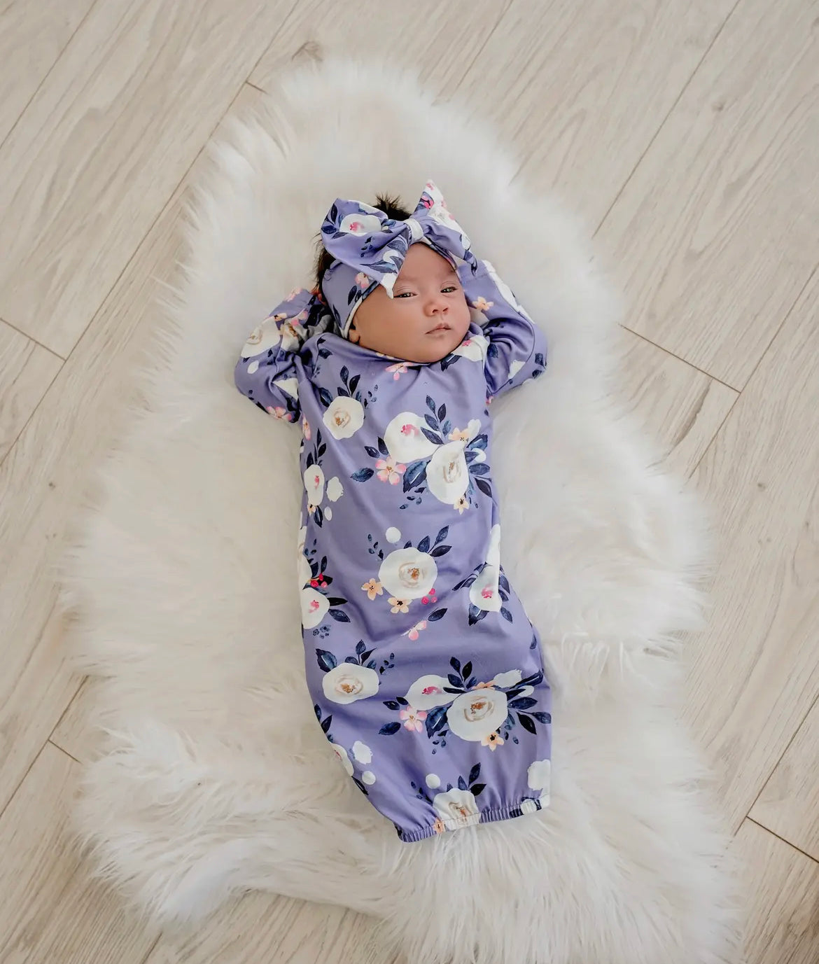 Lavender Baby Gown & Headband