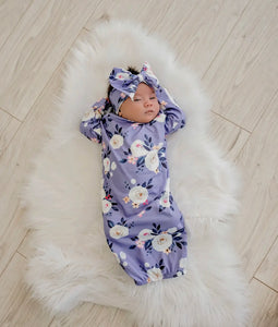 Lavender Baby Gown & Headband