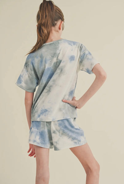 Tween Blue Tie Dye Short Set