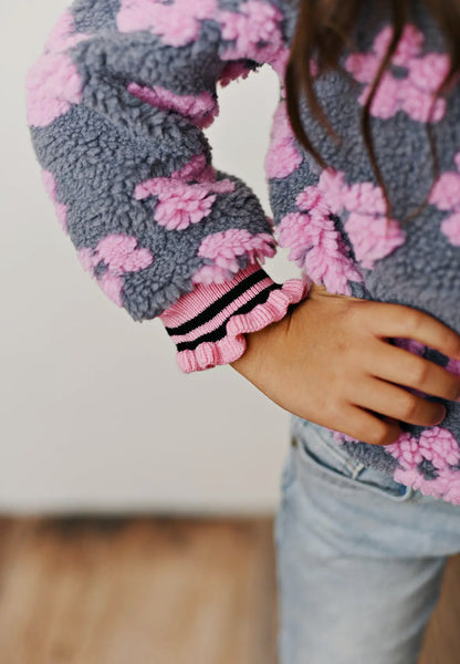 Pink Daisy Scalloped Sweater