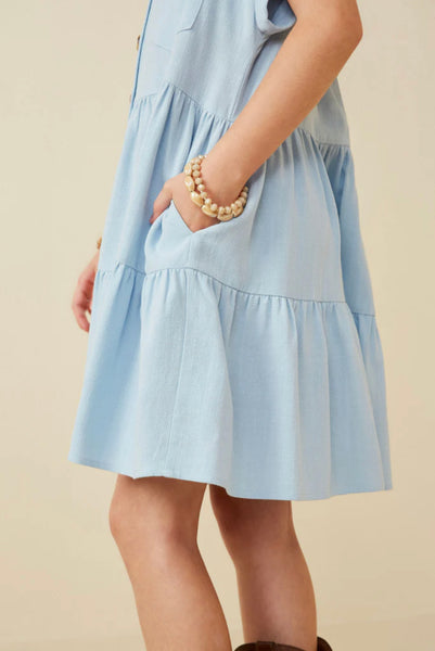 Textured Button Down Collared Dress