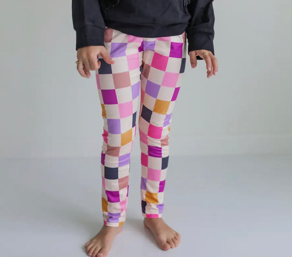 Dark Grey Ruffle Hoodie & Checkered Legging Set