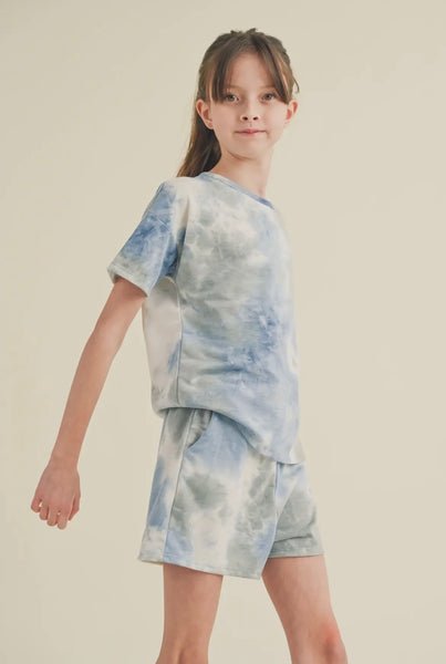 Tween Blue Tie Dye Short Set