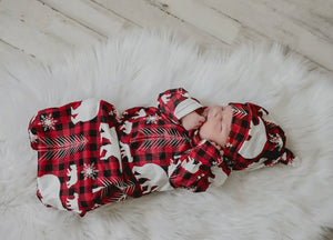 Red Plaid Baby Gown Set