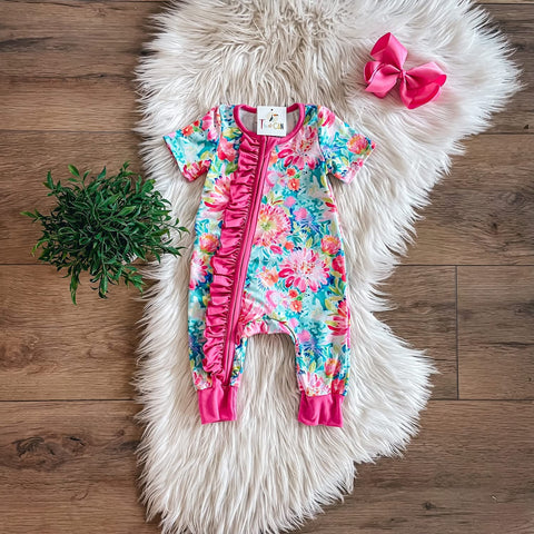 Pretty In Pink Zip Up Romper