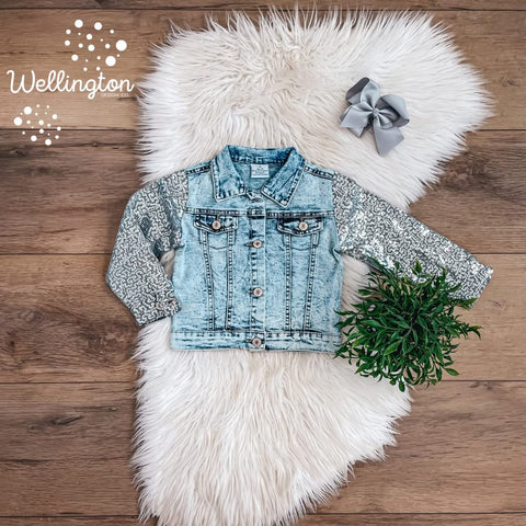 Silver Sequin Denim Jacket