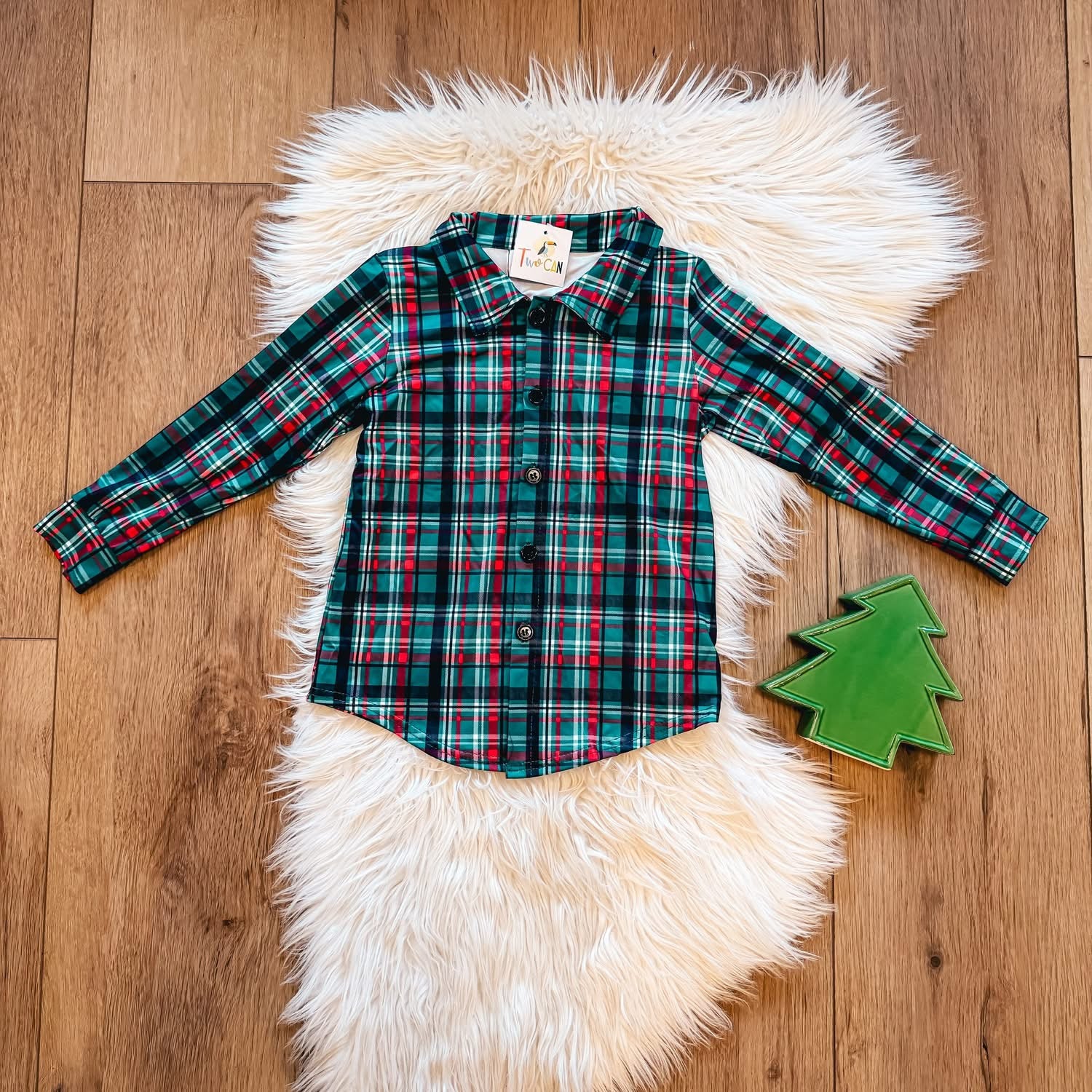 Green Plaid Button Up