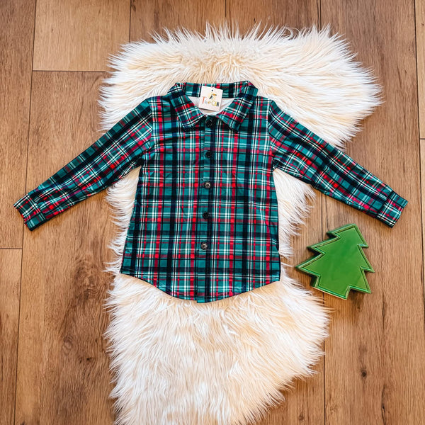 Green Plaid Button Up