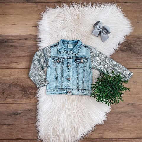 Silver Sequin Denim Jacket