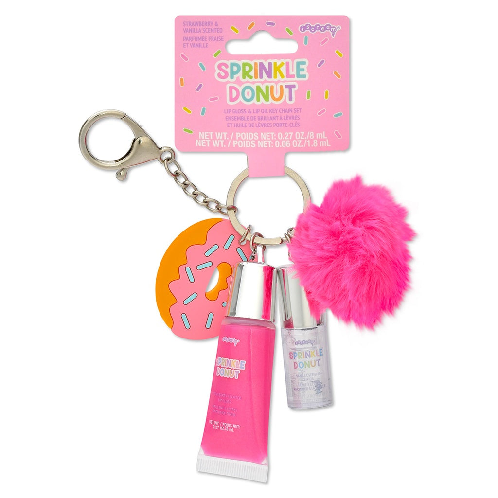 Donut Lip Gloss & Lip Oil Key Chain Set