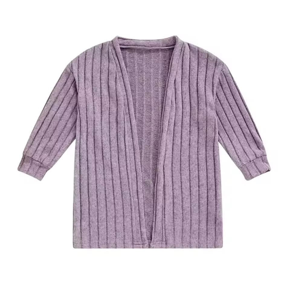 Purple Ribbed Cardigan