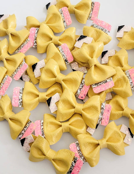 Back-to-School Vegan Crinkle Leather Pencil Bow Wholesale