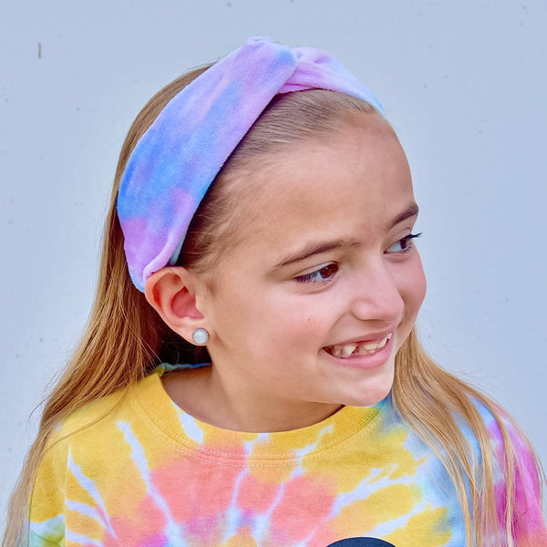 Stretch Tie Dye Knot Headband for Girls - Cotton Candy