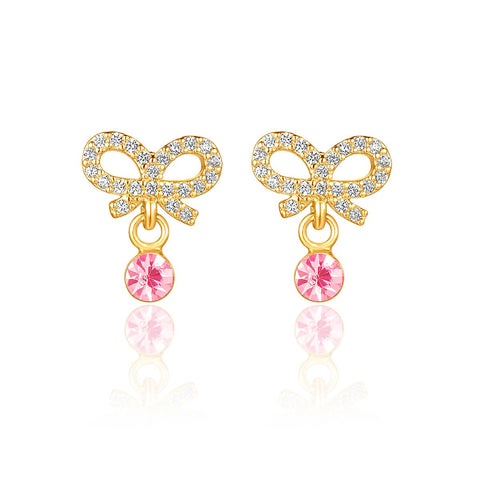Little Luxe Drop Earrings | Crystal Bow with CZ