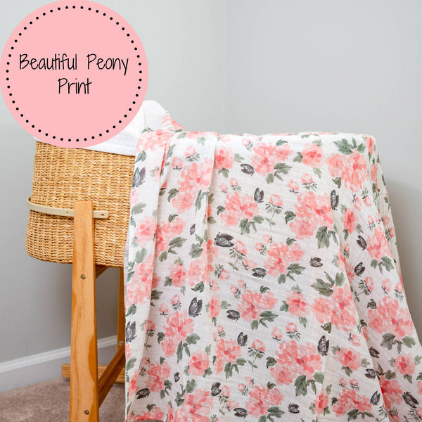 #7 Pretty in Peony Baby Muslin Swaddle Blanket