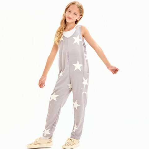 Star Print Sleeveless Jumpsuit / Onesie