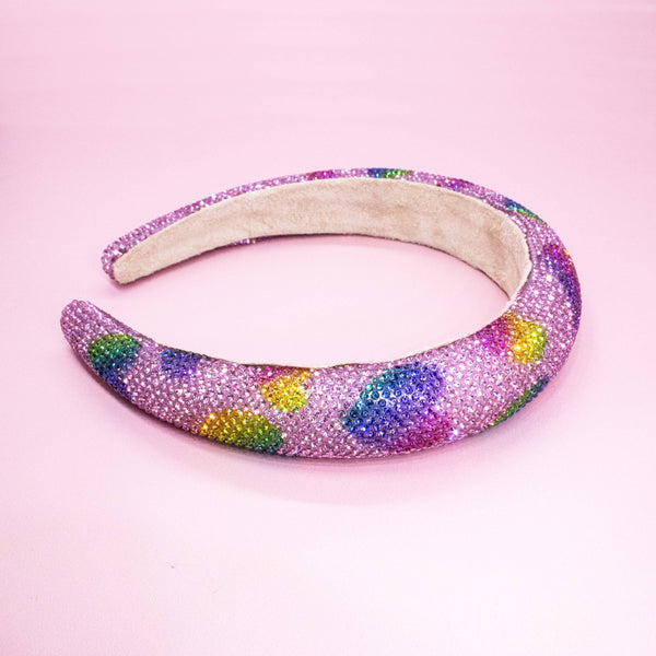 Kids Heart Headband - Padded Rhinestone Hair Band for Girls