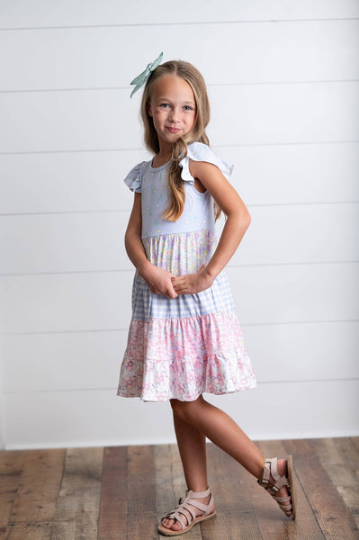 Ava Lavender Floral Tiered Dress