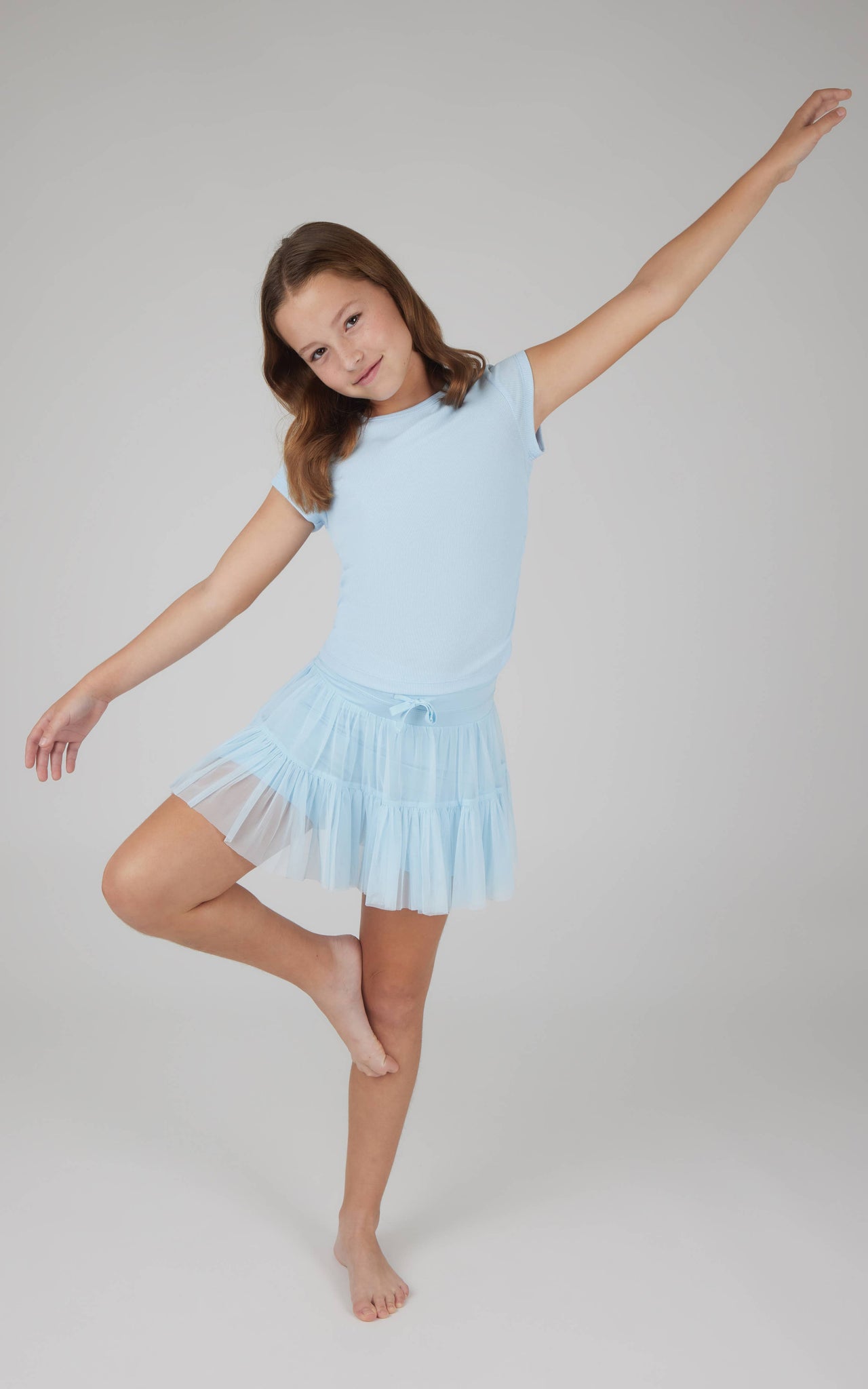 Sky Double Tier Ruffle Skort Set