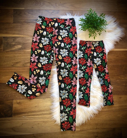 Poinsettia Mommy and Me Leggings