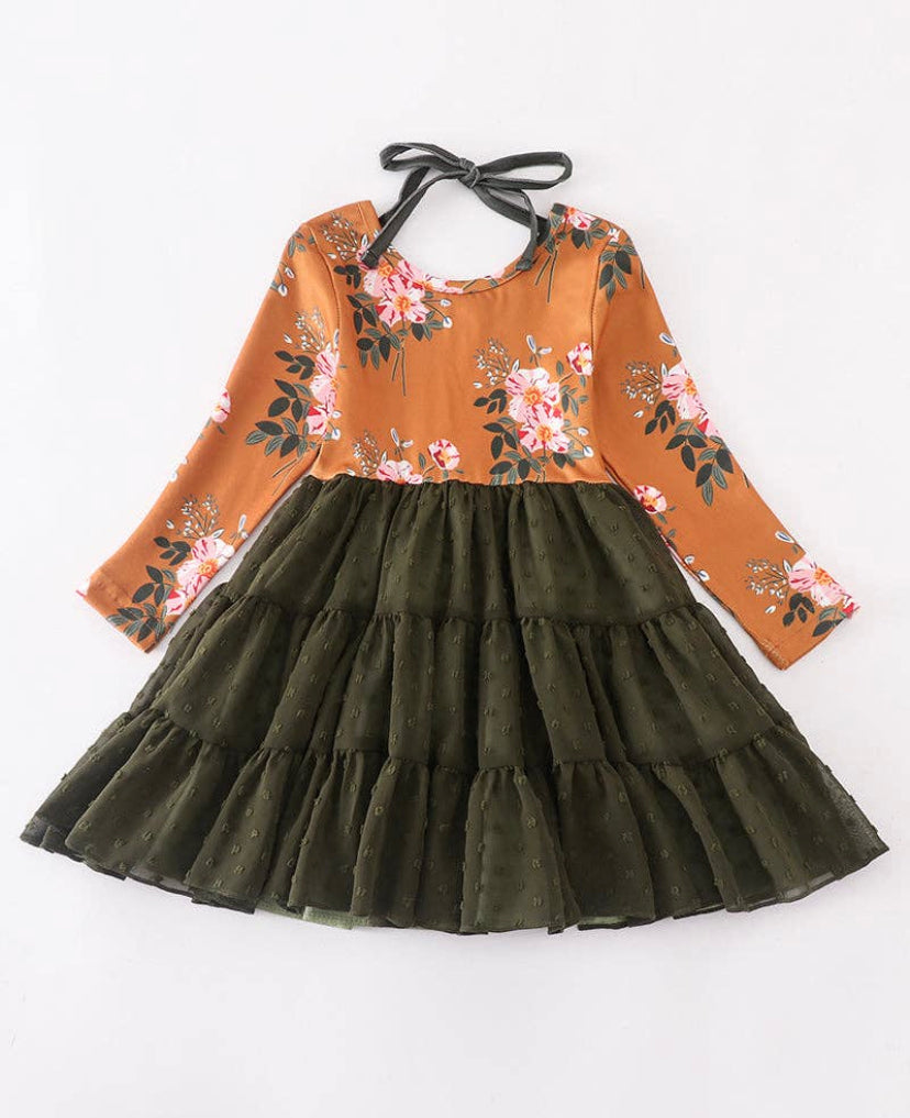 Mustard Floral Tutu Dress