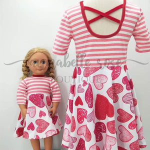 Hearts and Stripes Doll and Me Dress