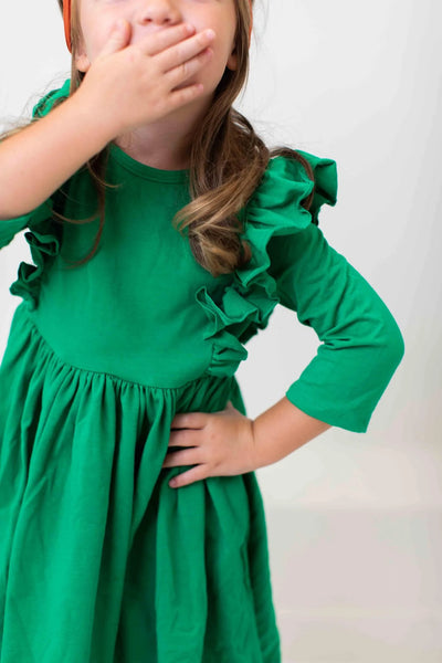 Emerald Green Ruffle Twirl Dress